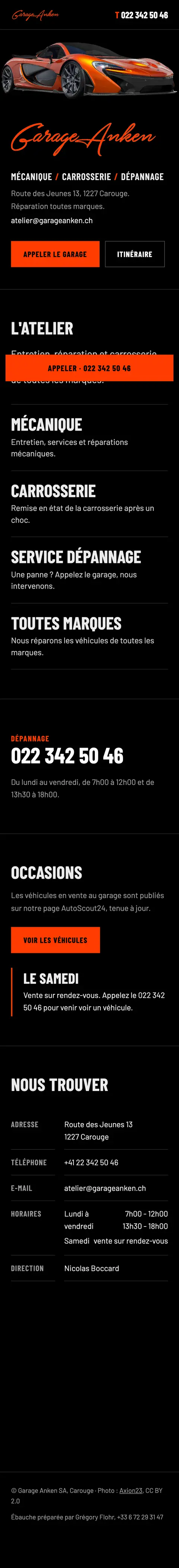 Site du Garage Anken sur téléphone