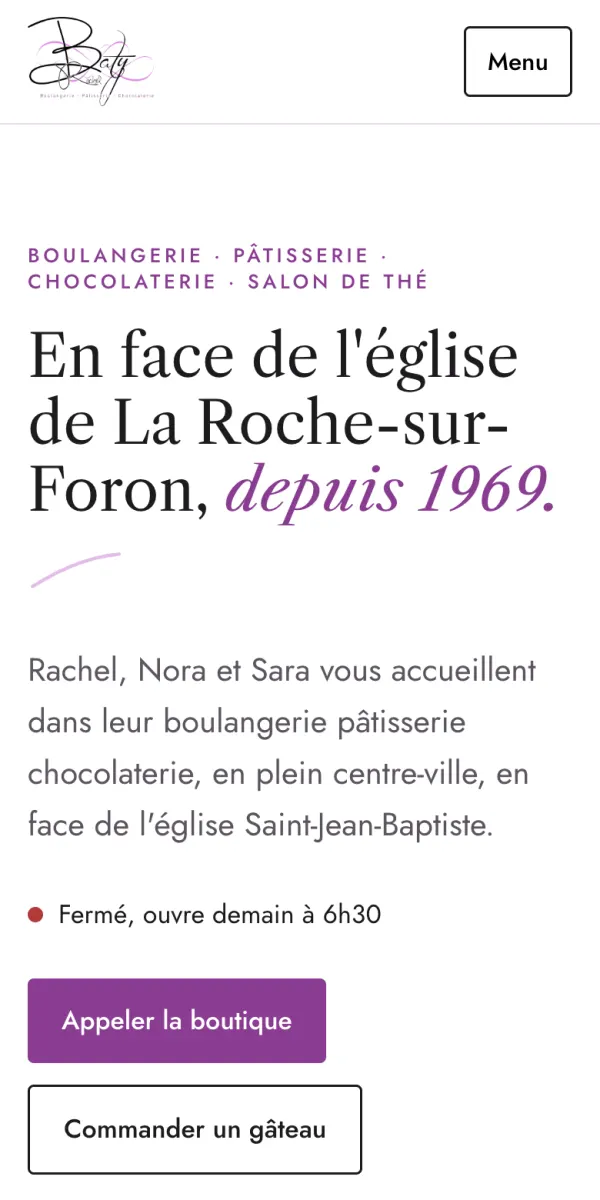 Site de la boulangerie Baty sur téléphone