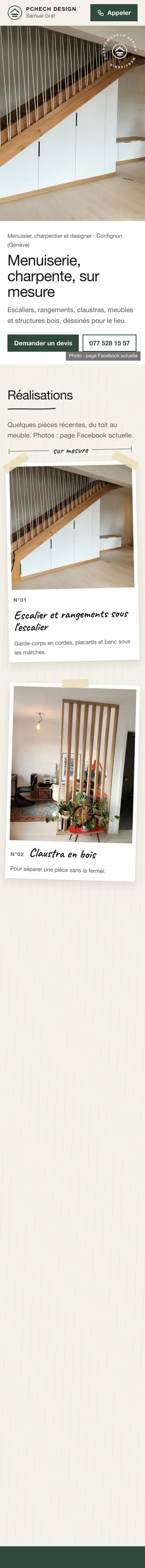 Site de Pchech Design sur téléphone